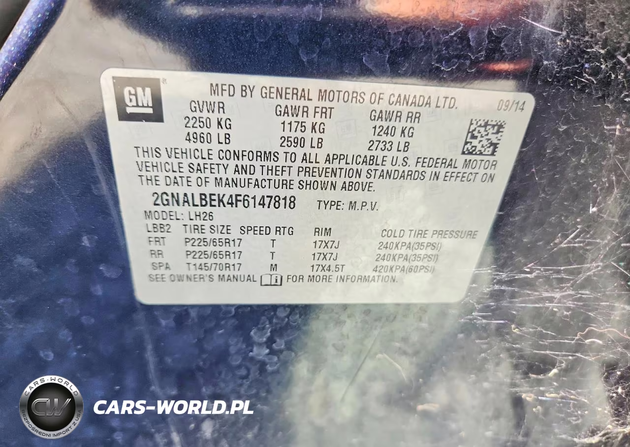 2015 Chevrolet Equinox Lt VIN:2GNALBEK4F6147818 - 13