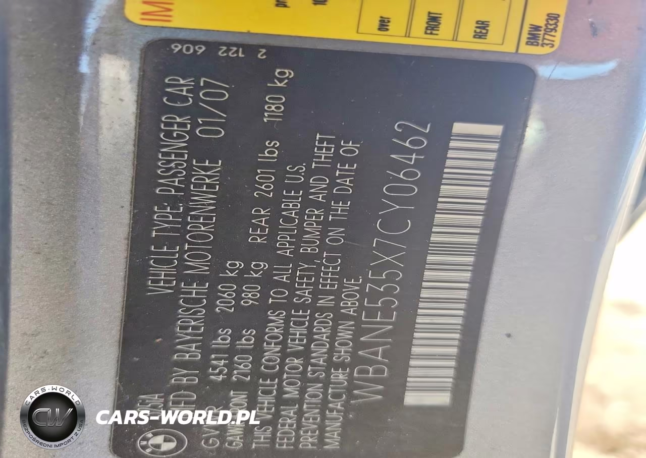2007 BMW 525 I VIN:WBANE535X7CY06462 - 13