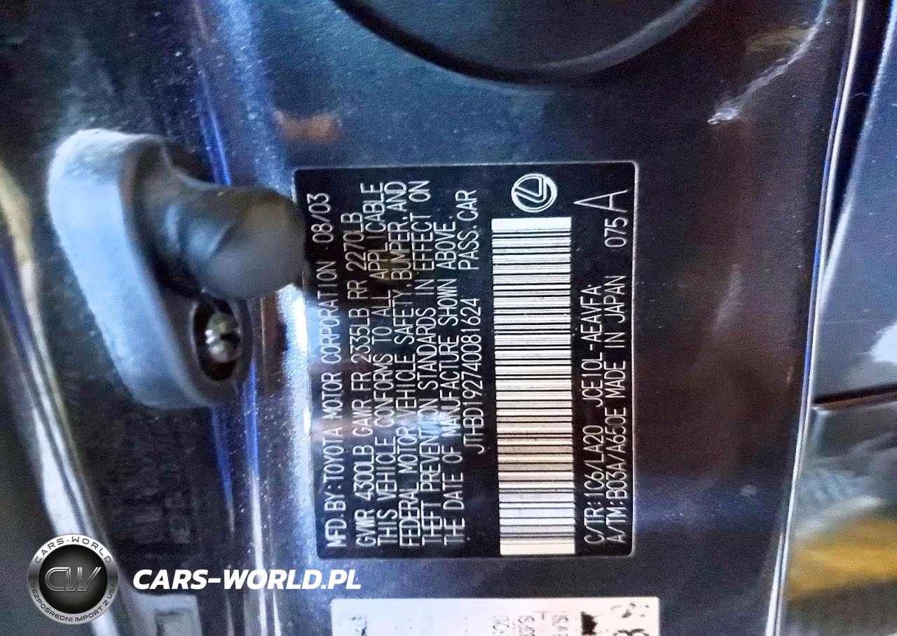 2004 Lexus Is 300 VIN:JTHBD192740081624 - 12