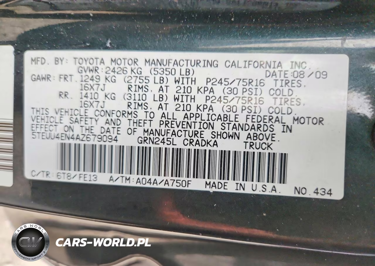 2010 Toyota Tacoma V6 VIN:5TEUU4EN4AZ679094 - 12
