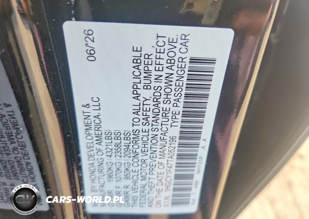 2026 Honda Accord Se VIN:1HGCY1F47TA052196 - 12