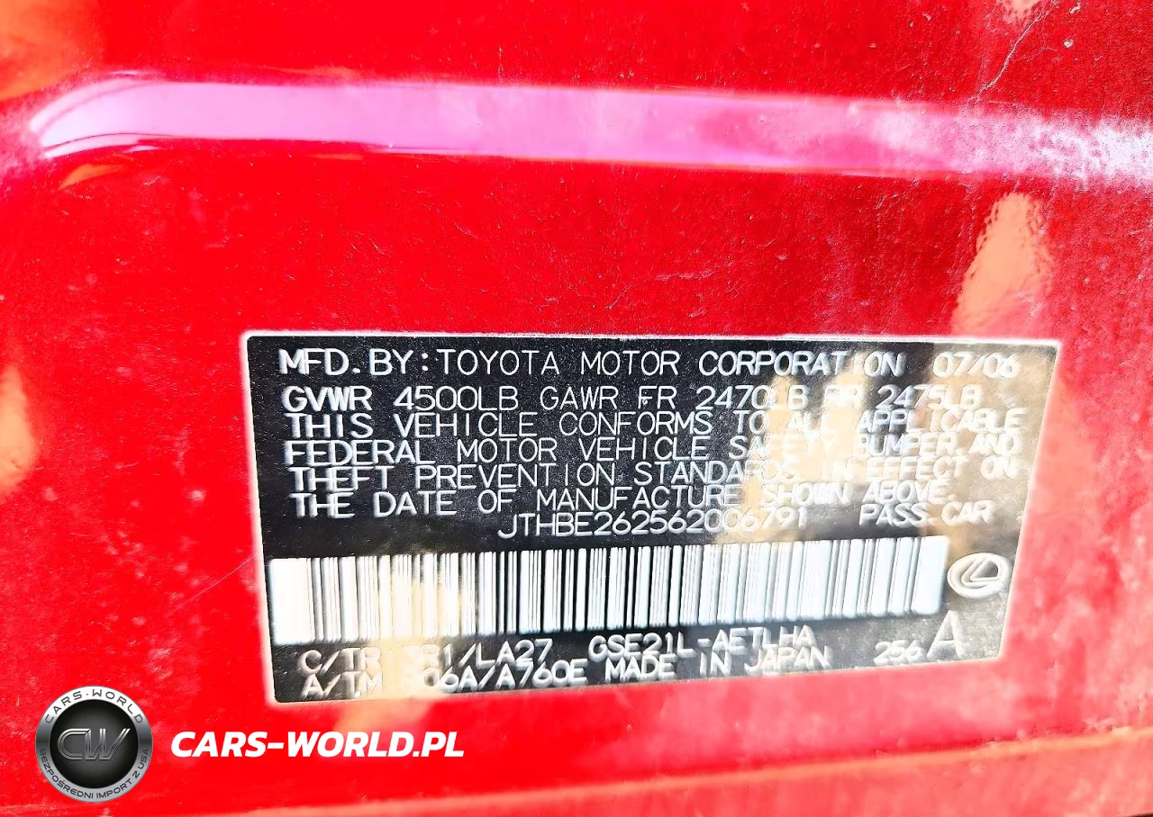 2006 Lexus Is 350 VIN:JTHBE262562006791 - 12