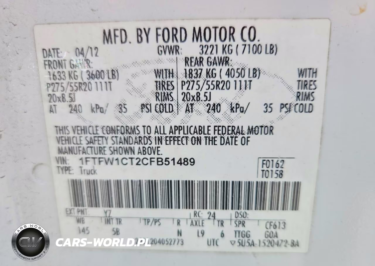 2012 Ford F150 Supercrew VIN:1FTFW1CT2CFB51489 - 12