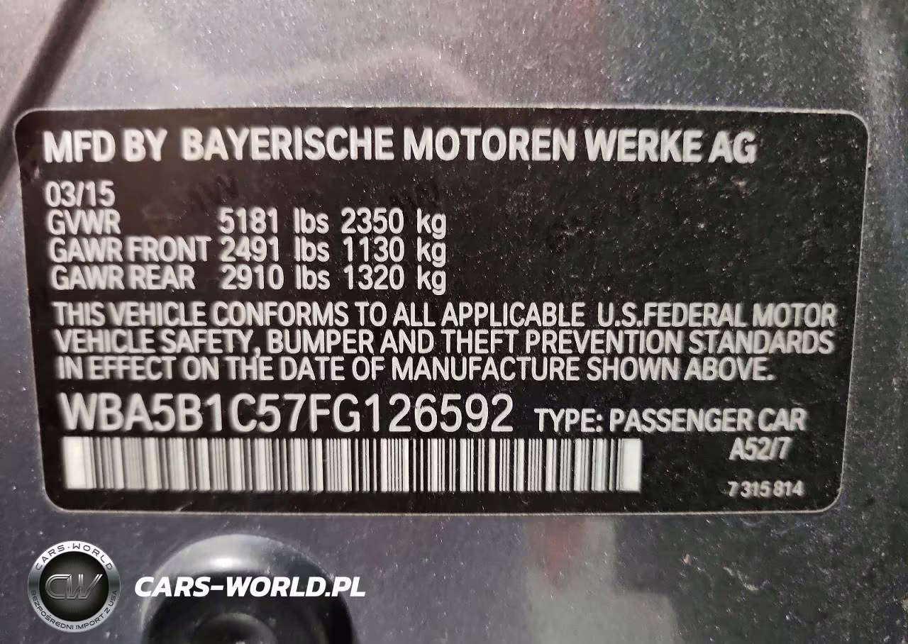 2015 BMW 535 I VIN:WBA5B1C57FG126592 - 12