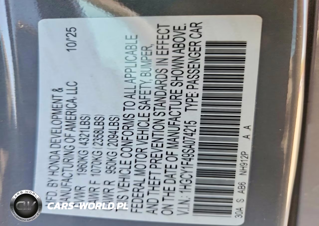 2025 Honda Accord Se VIN:1HGCY1F49SA074215 - 13