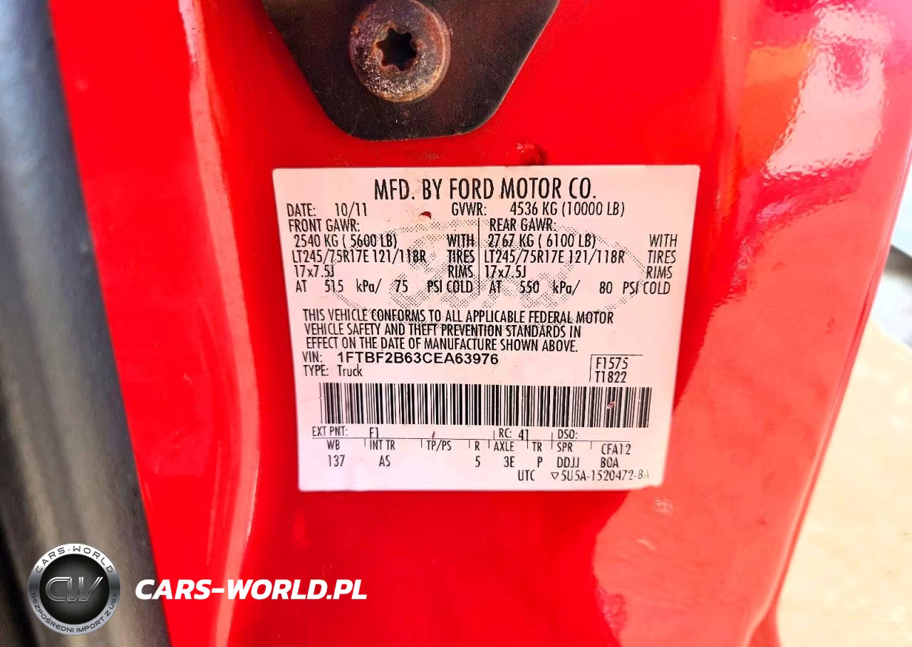 2012 Ford F250 Super Duty VIN:1FTBF2B63CEA63976 - 12