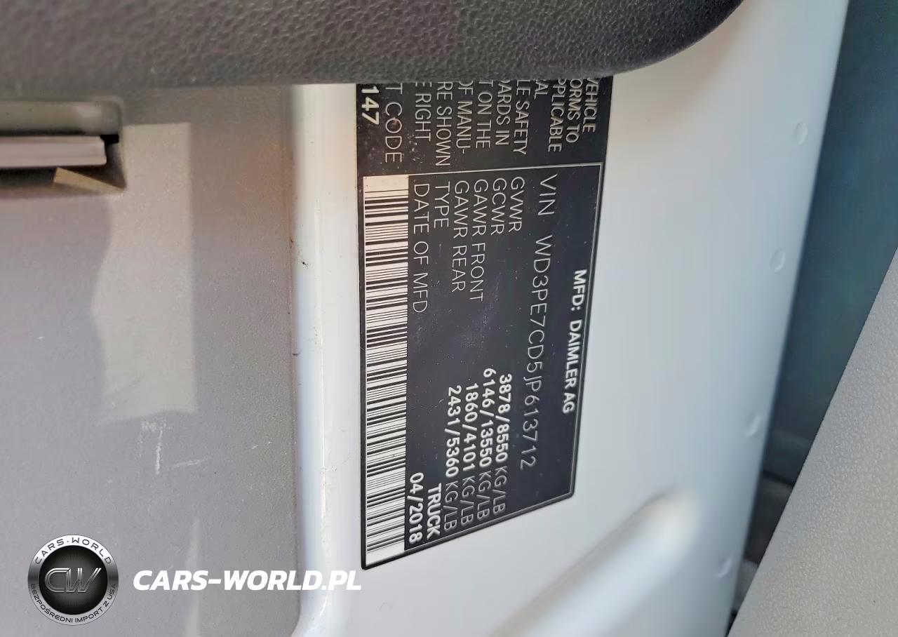 2018 Mercedes-Benz Sprinter 2500 Delivery Van VIN:WD3PE7CD5JP613712 - 13