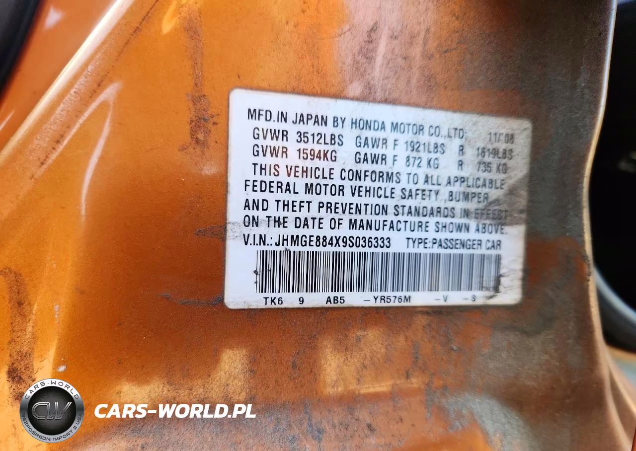 2009 Honda Fit Sport VIN:JHMGE884X9S036333 - 13