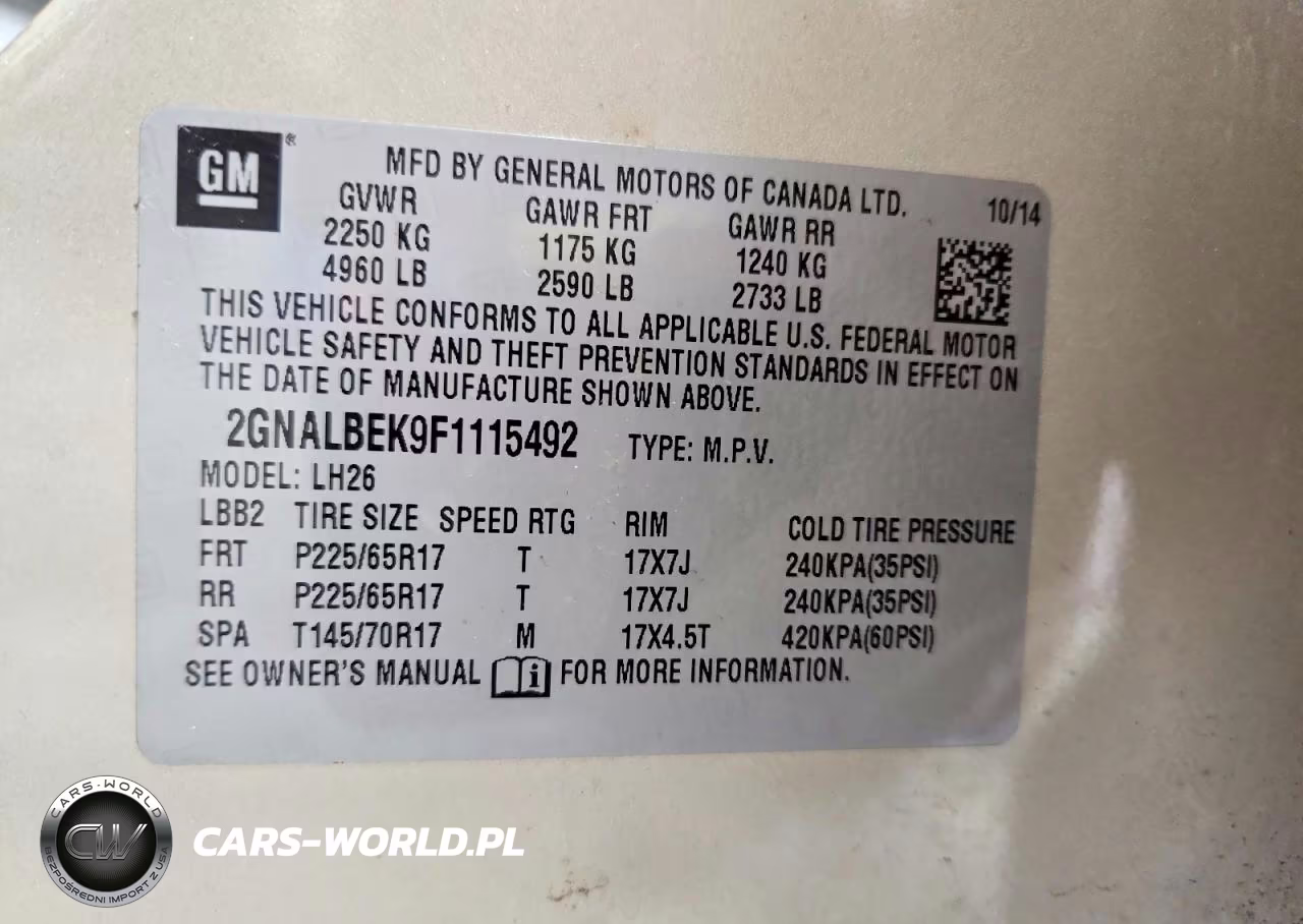 2015 Chevrolet Equinox Lt VIN:2GNALBEK9F1115492 - 13