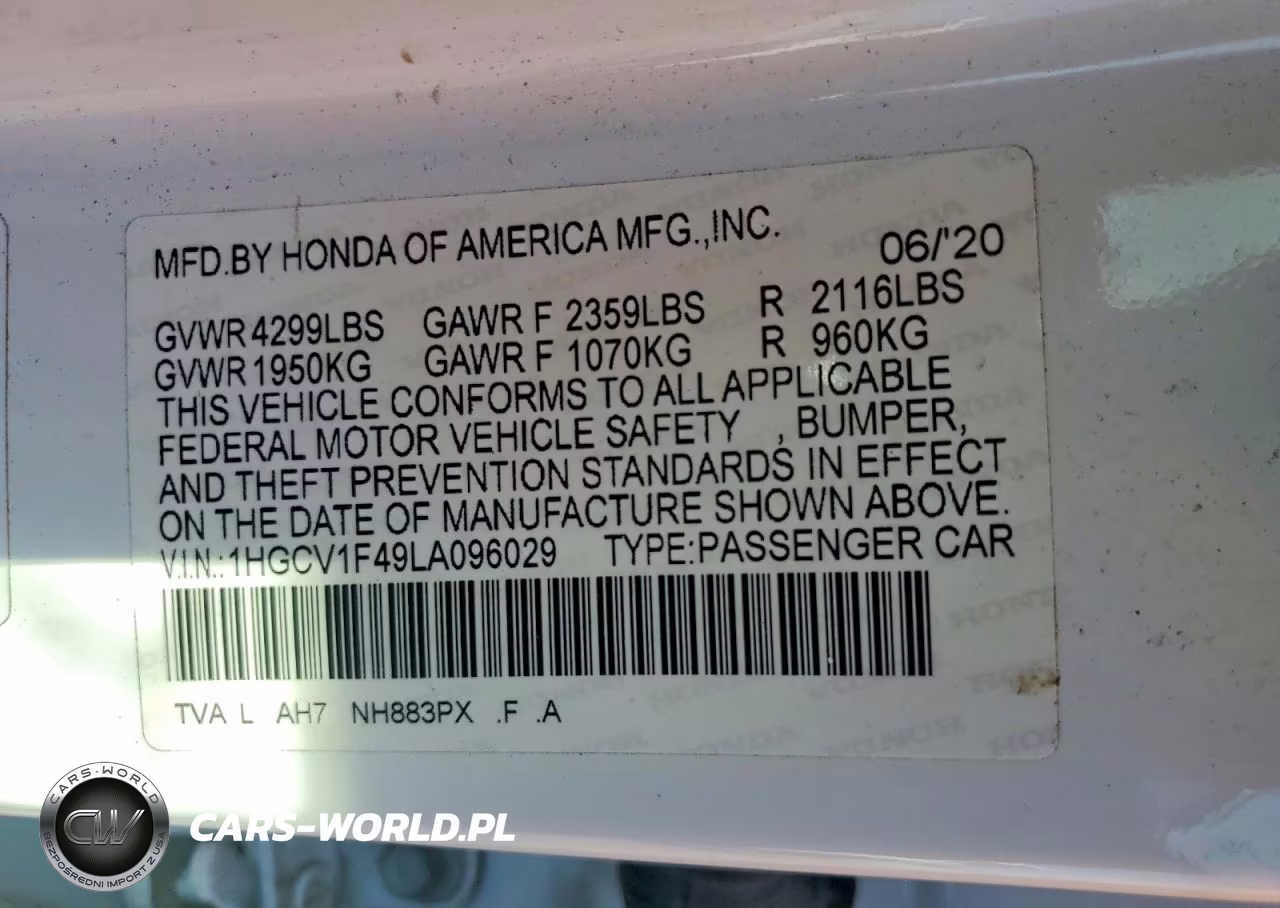 2020 Honda Accord Ex VIN:1HGCV1F49LA096029 - 12