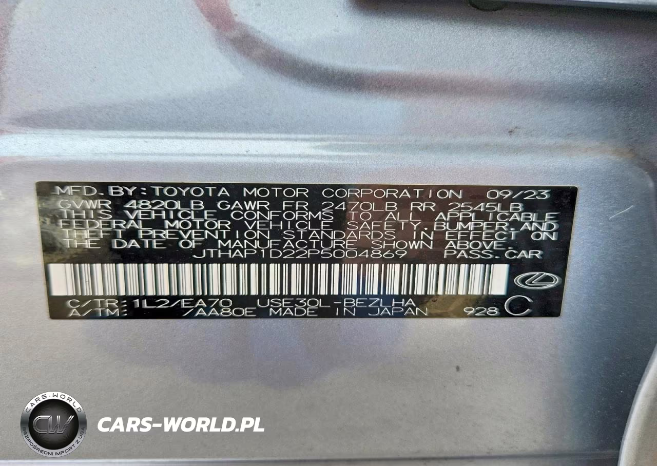 2023 Lexus Is 500 F Sport Performance Premium VIN:JTHAP1D22P5004869 - 12