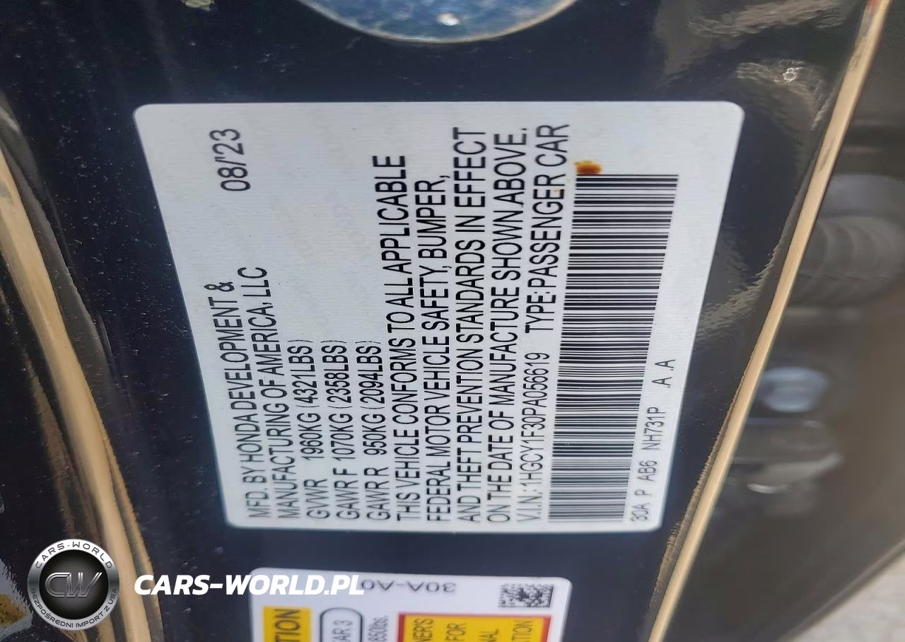 2023 Honda Accord Ex VIN:1HGCY1F30PA056619 - 12