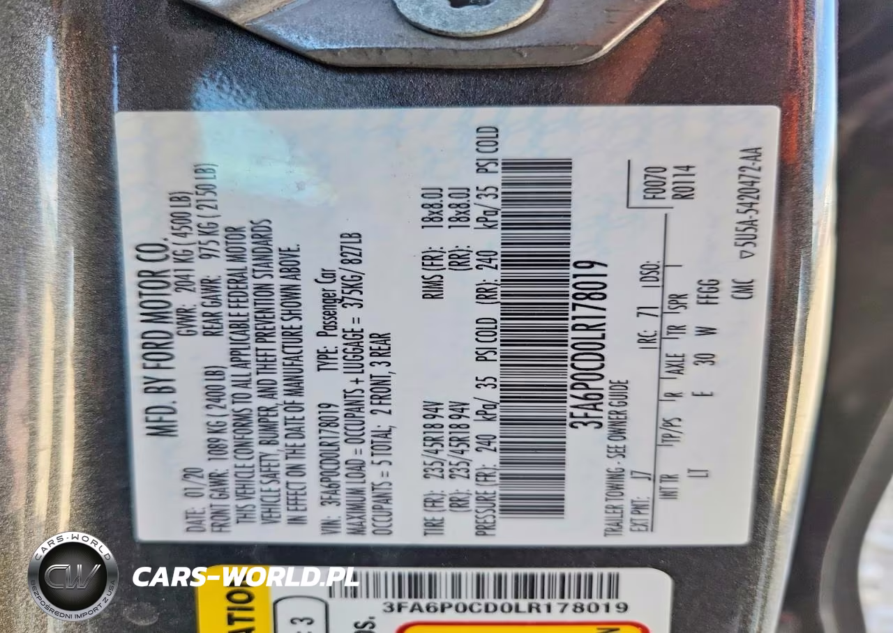 2020 Ford Fusion Sel VIN:3FA6P0CD0LR178019 - 12