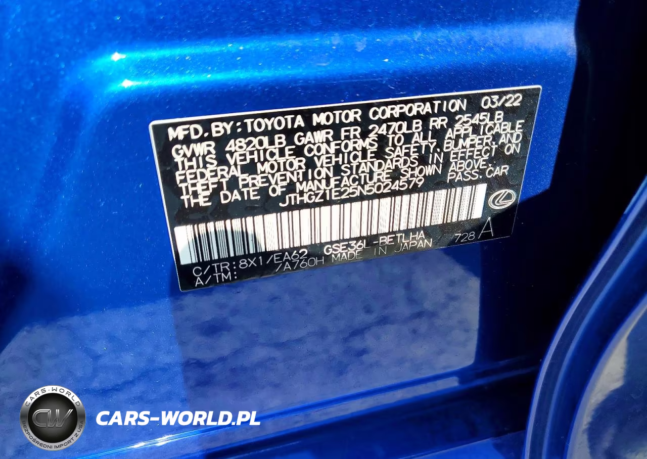 2022 Lexus Is 350 F Sport VIN:JTHGZ1E25N5024579 - 12