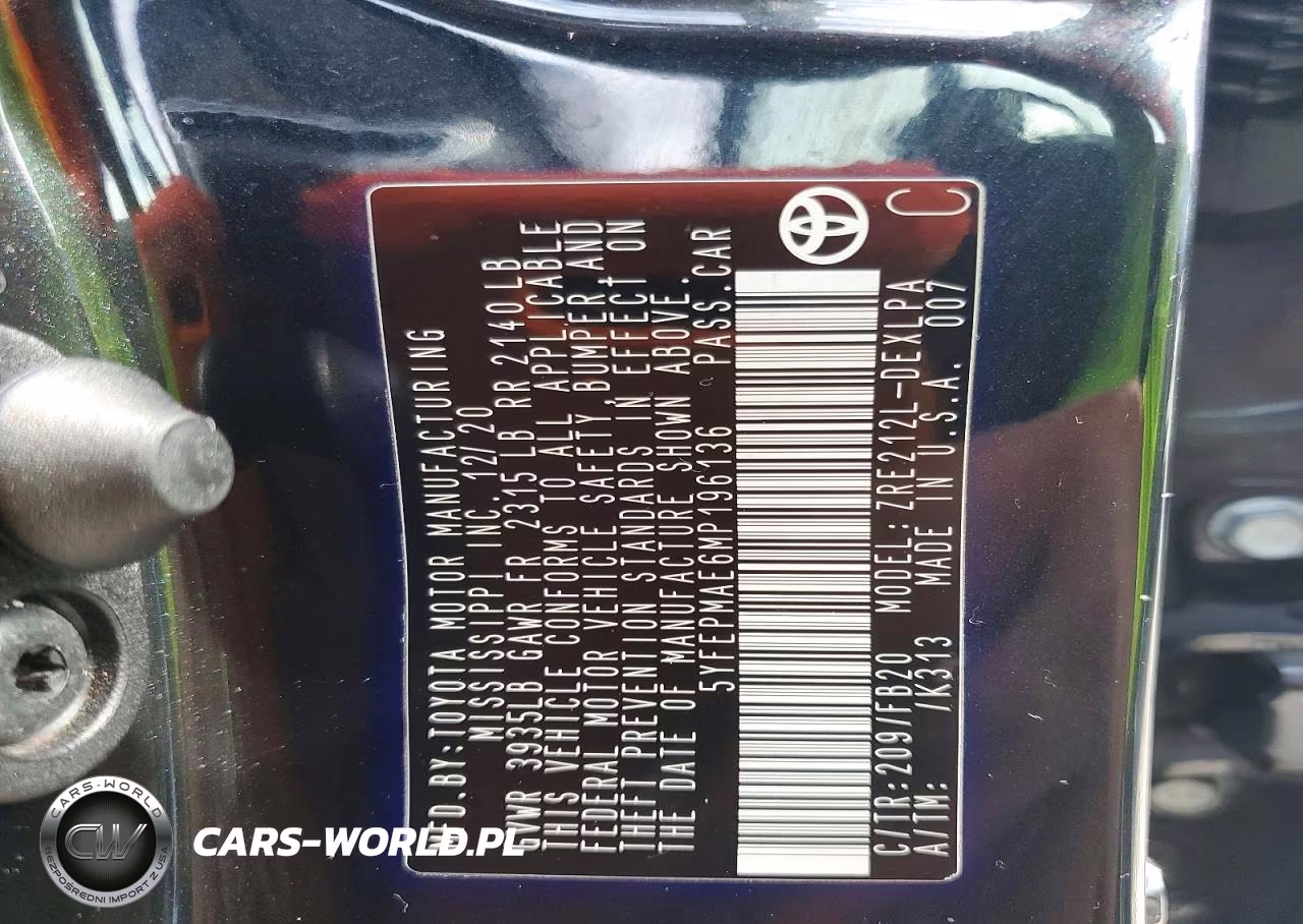 2021 Toyota Corolla Le VIN:5YFEPMAE6MP196136 - 12