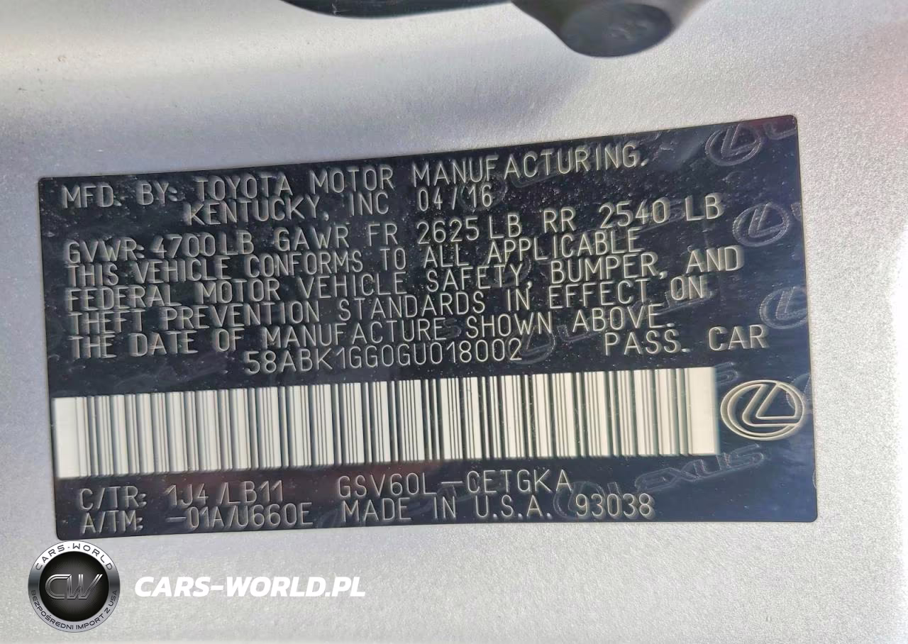2016 Lexus Es 350 VIN:58ABK1GG0GU018002 - 12