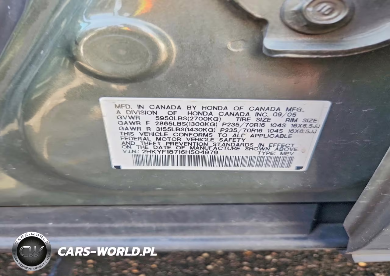2006 Honda Pilot Ex VIN:2HKYF18716H504979 - 13