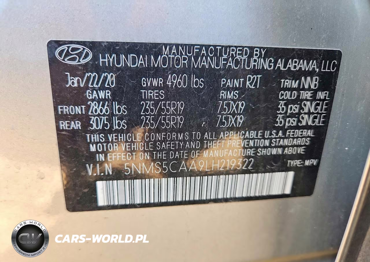 2020 Hyundai Santa Fe Limited 2.0T VIN:5NMS5CAA9LH219322 - 13