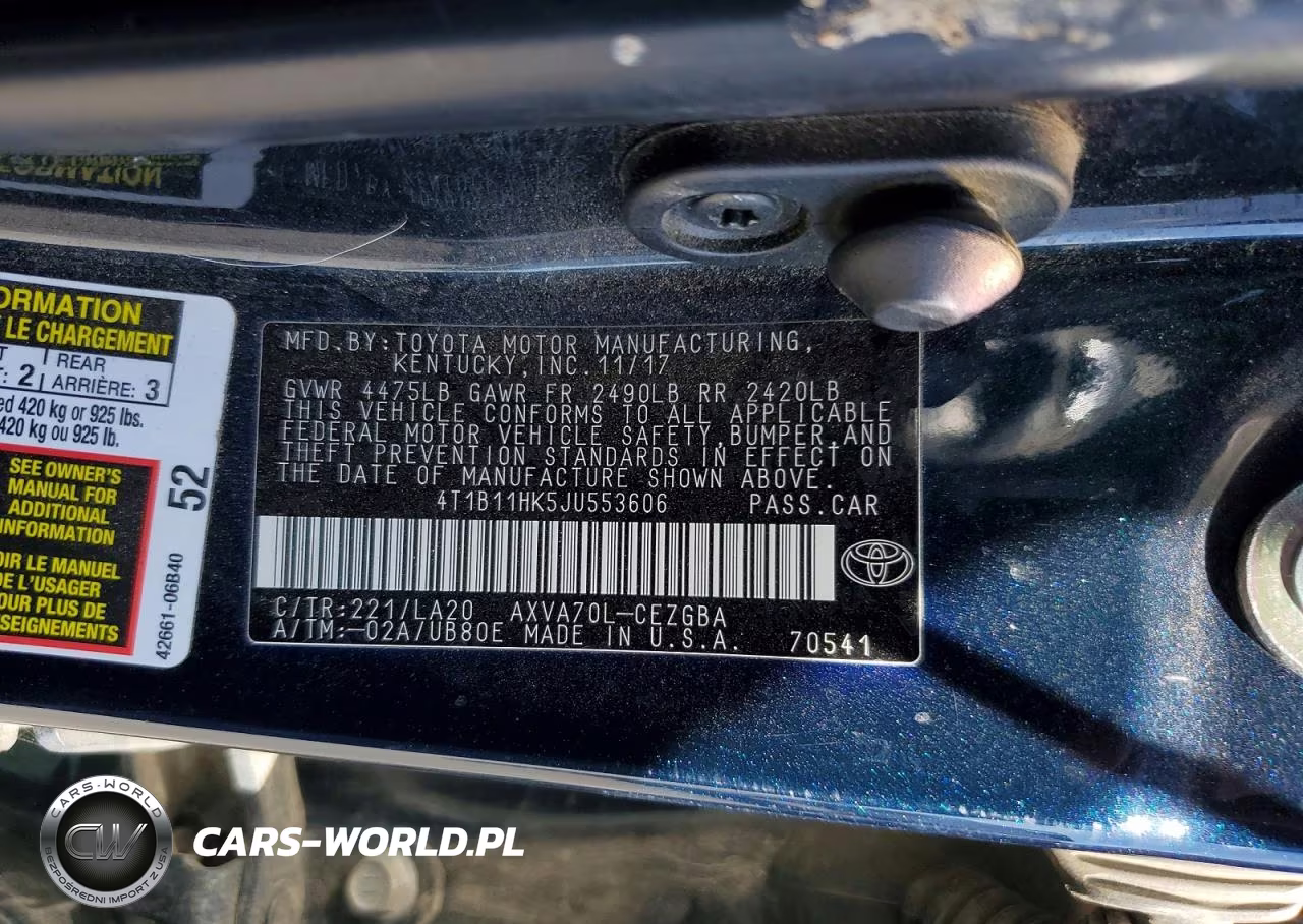 2018 Toyota Camry Xle VIN:4T1B11HK5JU553606 - 12