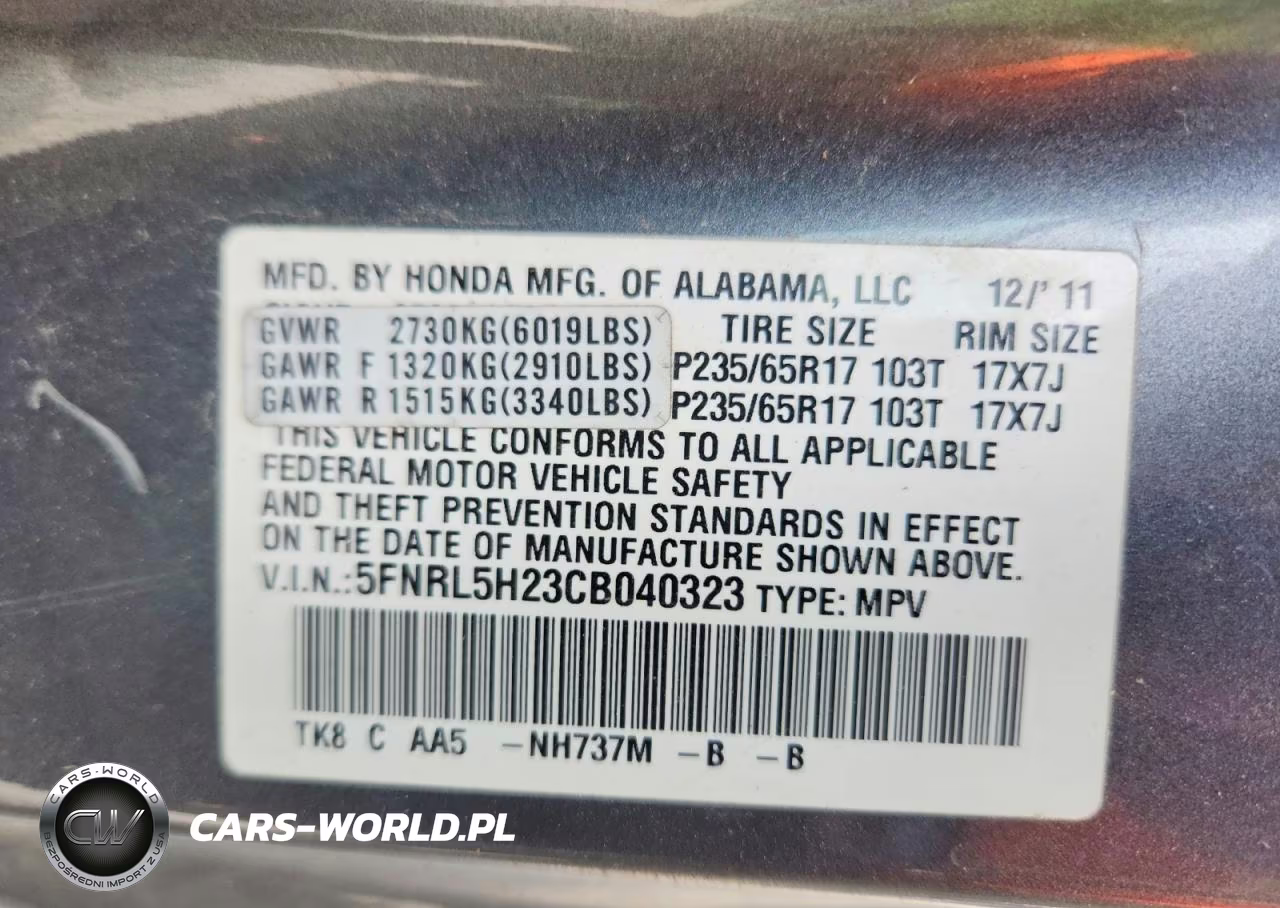 2012 Honda Odyssey Lx VIN:5FNRL5H23CB040323 - 13