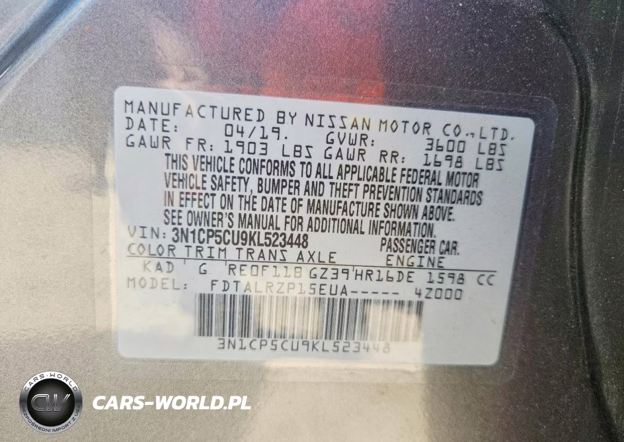 2019 Nissan Kicks S VIN:3N1CP5CU9KL523448 - 12