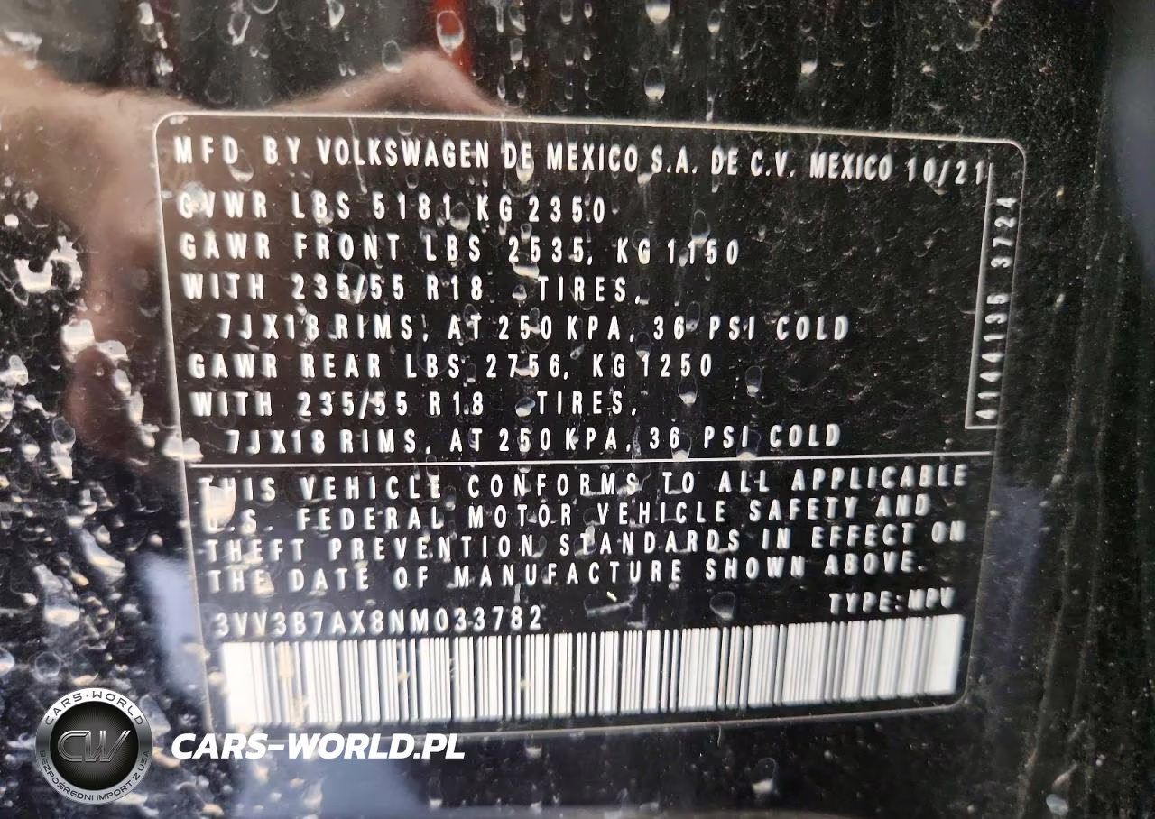 2022 Volkswagen Tiguan Se VIN:3VV3B7AX8NM033782 - 14