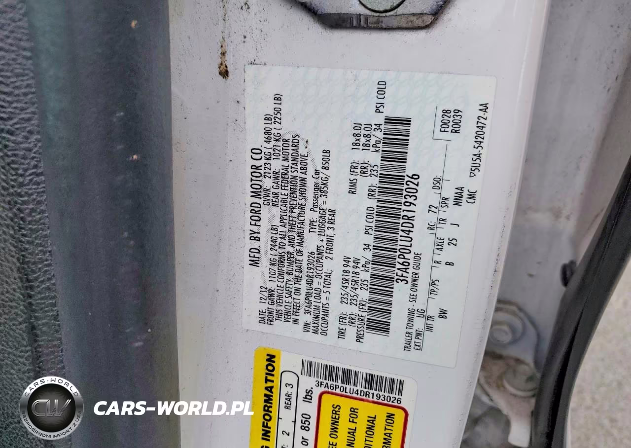 2013 Ford Fusion Se Hybrid VIN:3FA6P0LU4DR193026 - 12