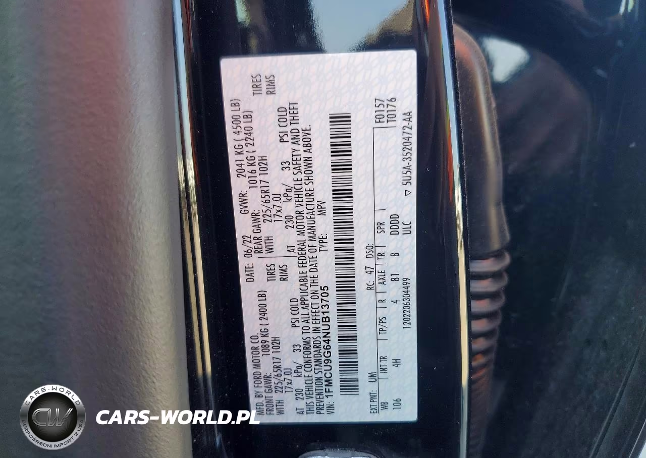 2022 Ford Escape Se VIN:1FMCU9G64NUB13705 - 13