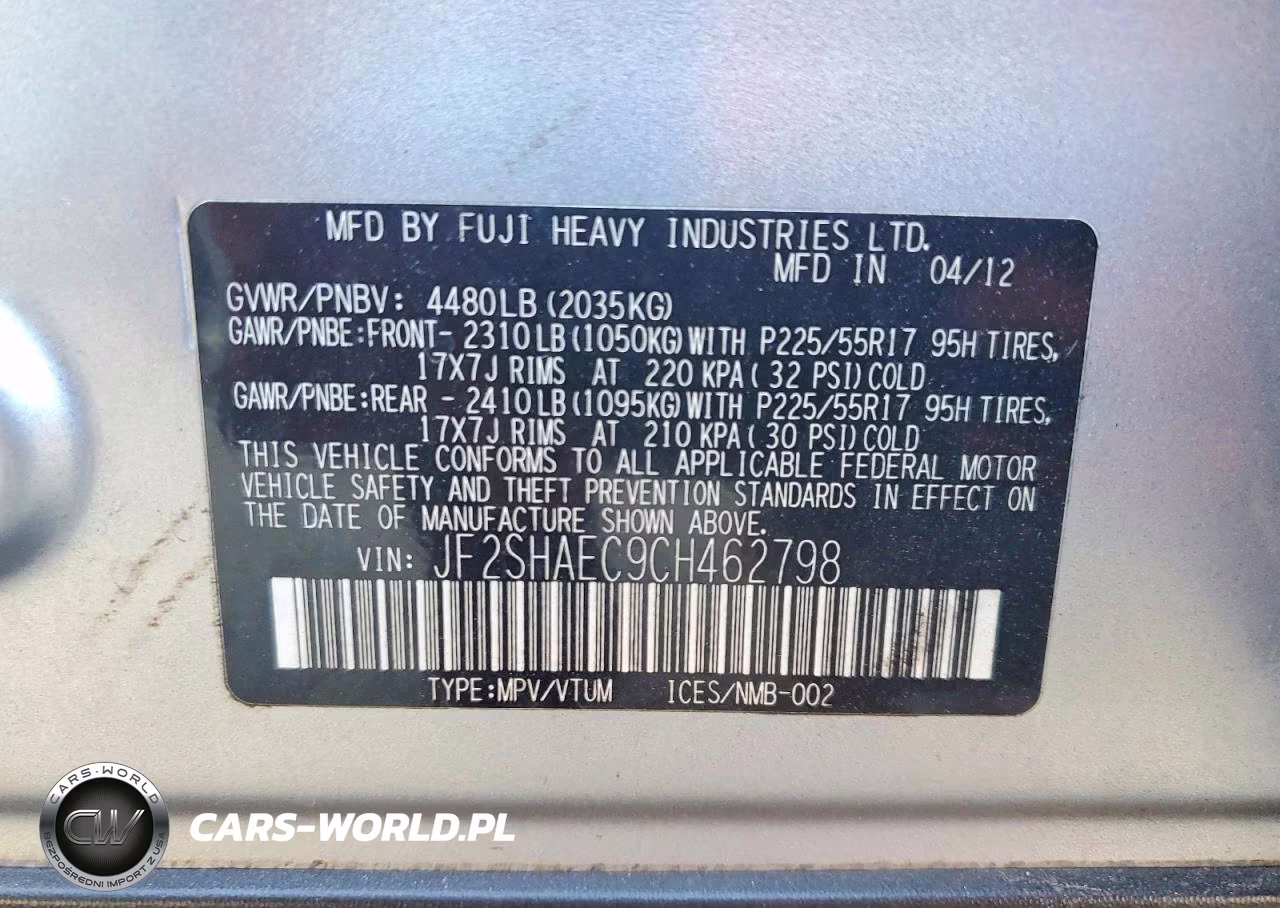 2012 Subaru Forester Limited VIN:JF2SHAEC9CH462798 - 12