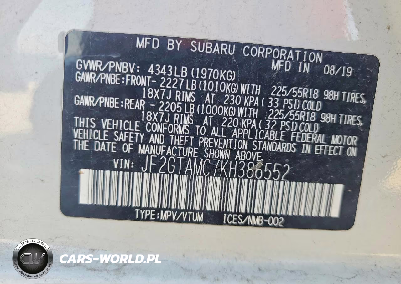 2019 Subaru Crosstrek Limited VIN:JF2GTAMC7KH386552 - 14