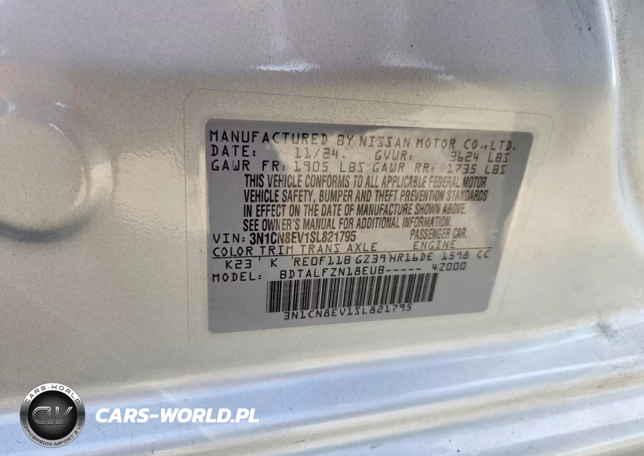 2025 Nissan Versa Sv VIN:3N1CN8EV1SL821795 - 13