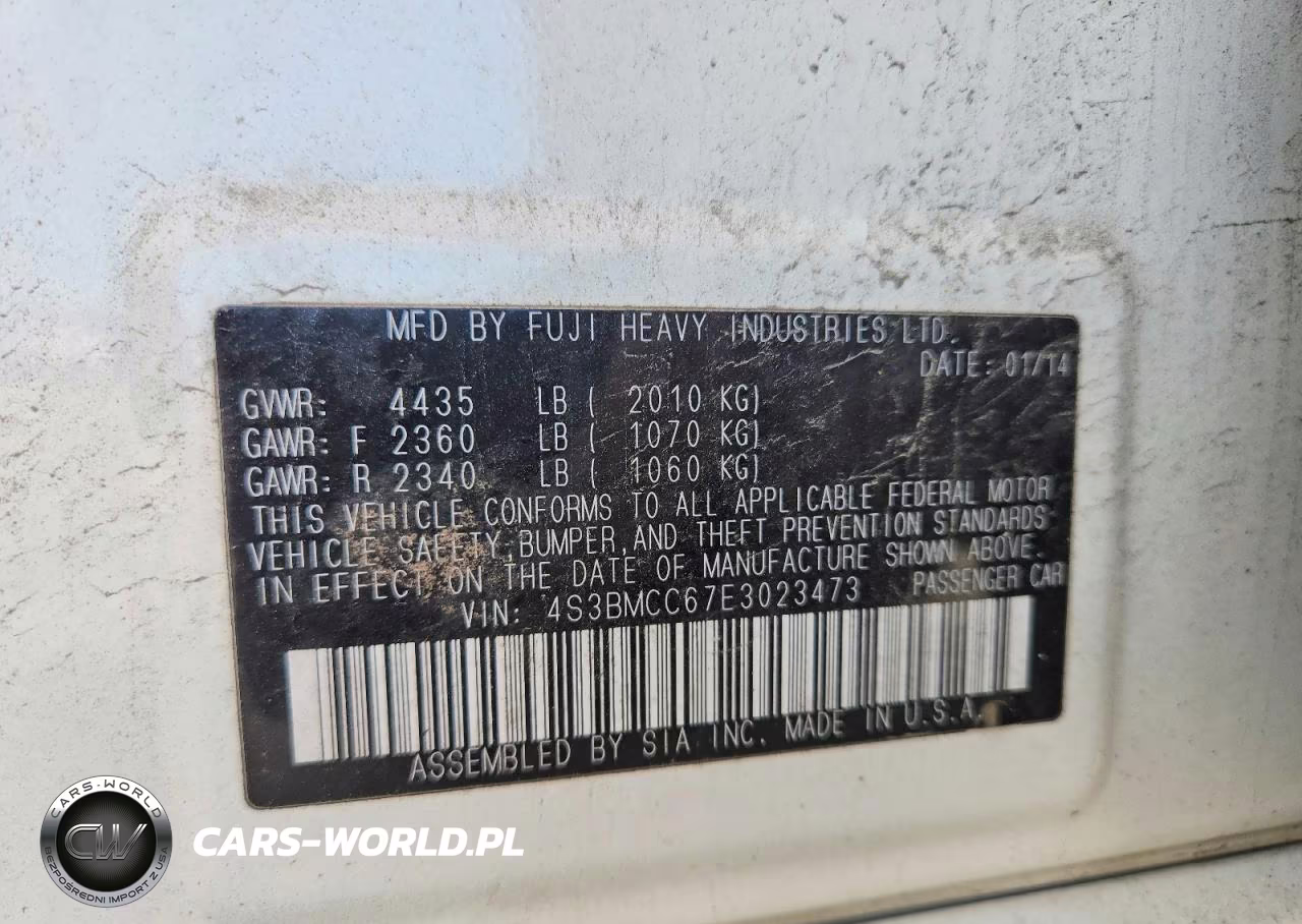 2014 Subaru Legacy 2.5I Premium VIN:4S3BMCC67E3023473 - 12