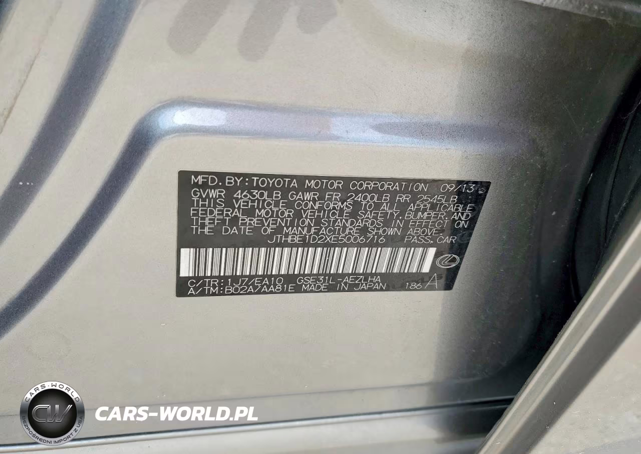 2014 Lexus Is 350 VIN:JTHBE1D2XE5006716 - 12
