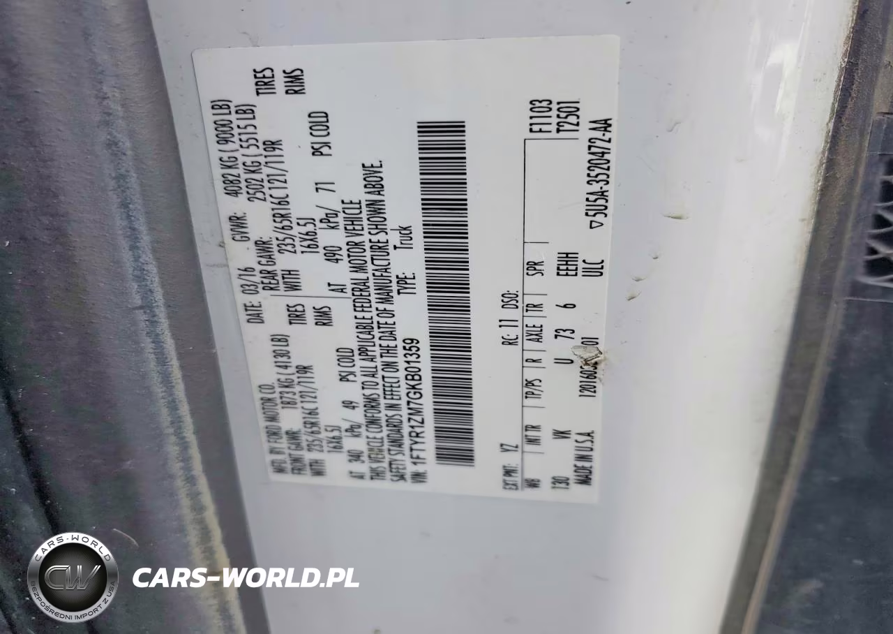 2016 Ford Transit T-250 VIN:1FTYR1ZM7GKB01359 - 13