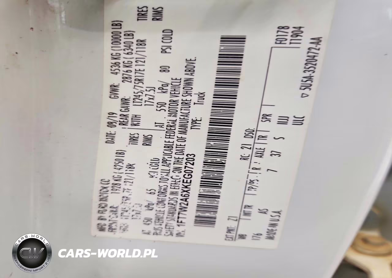 2019 Ford F250 Super Duty VIN:1FT7W2A6XKEG07203 - 12