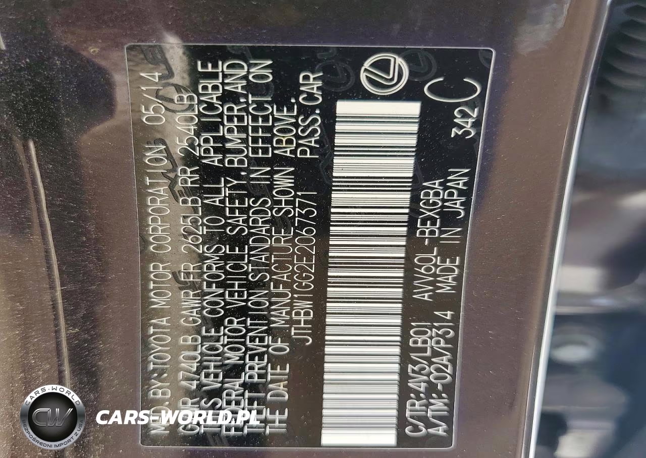 2014 Lexus Es 300H VIN:JTHBW1GG2E2067371 - 12