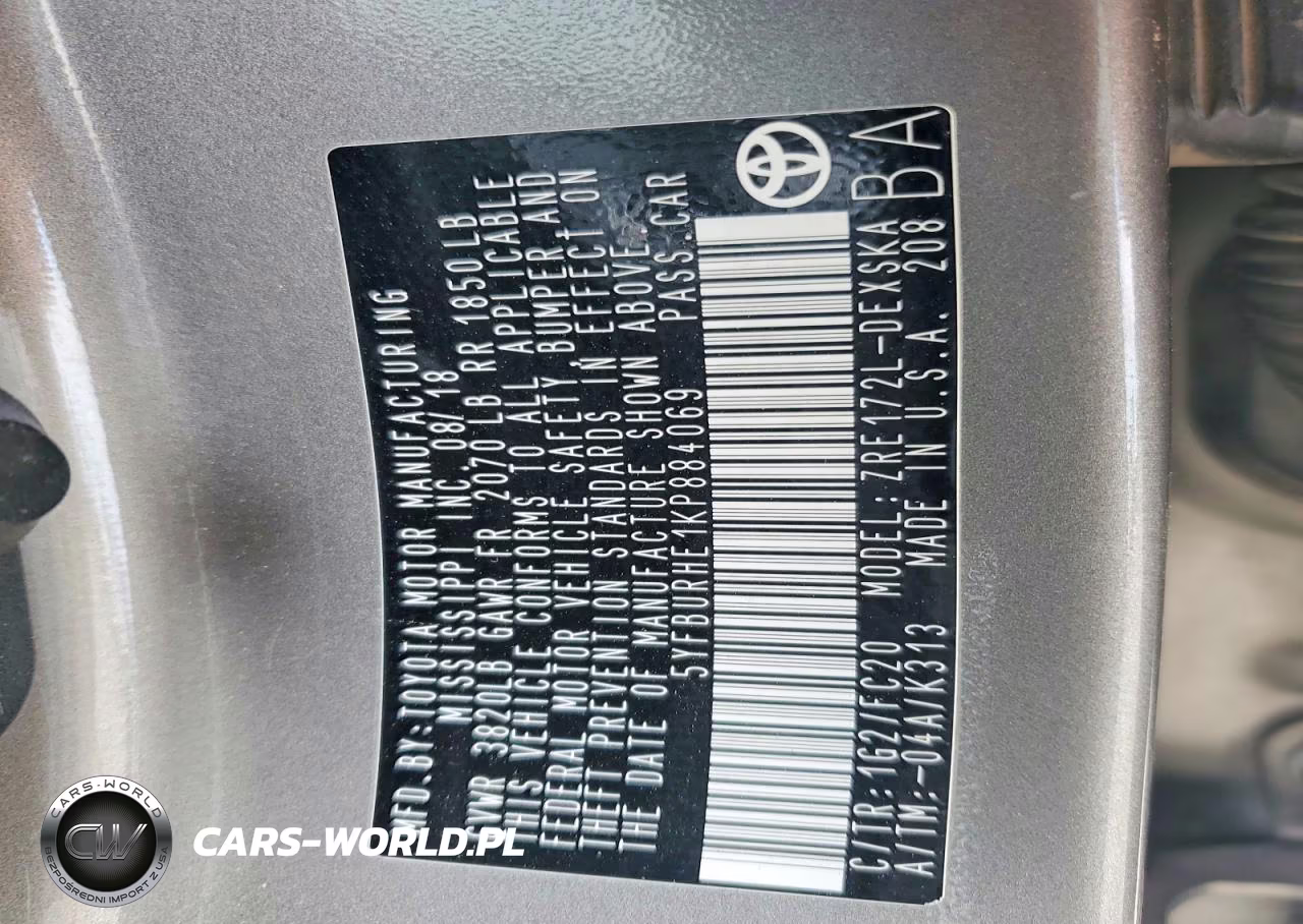 2019 Toyota Corolla Se VIN:5YFBURHE1KP884069 - 12