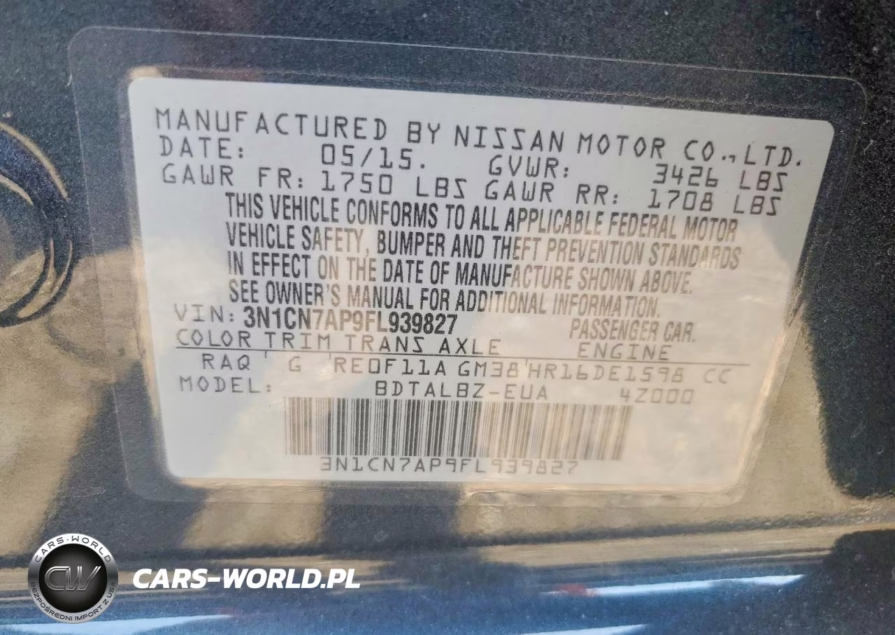 2015 Nissan Versa 1.6 Sv VIN:3N1CN7AP9FL939827 - 12