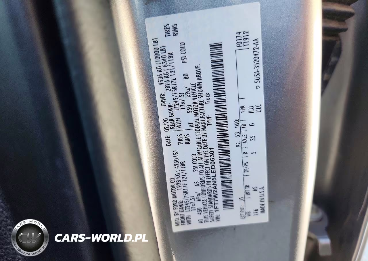2020 Ford F250 Super Duty VIN:1FT7W2AN5LED06301 - 12