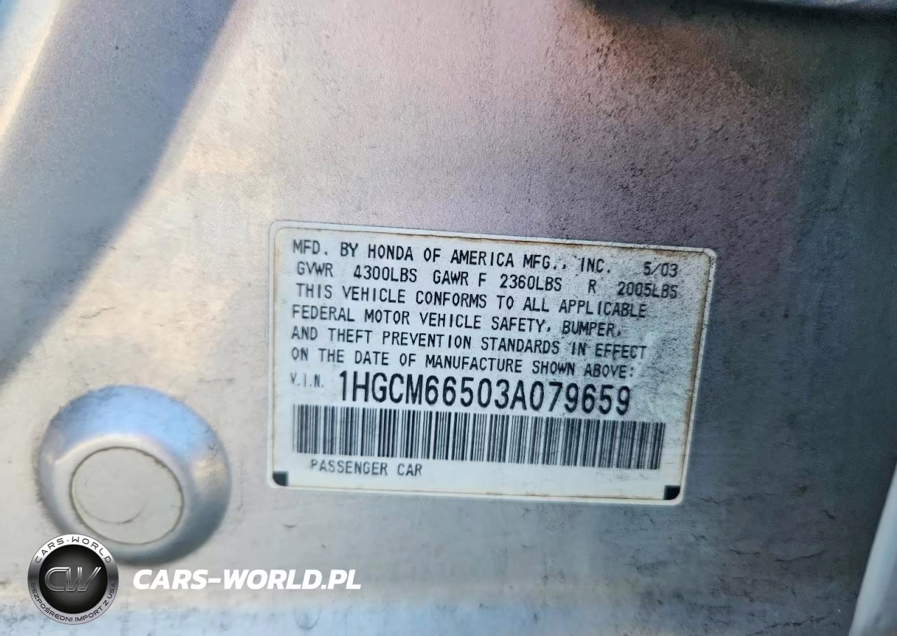 2003 Honda Accord Ex VIN:1HGCM66503A079659 - 12