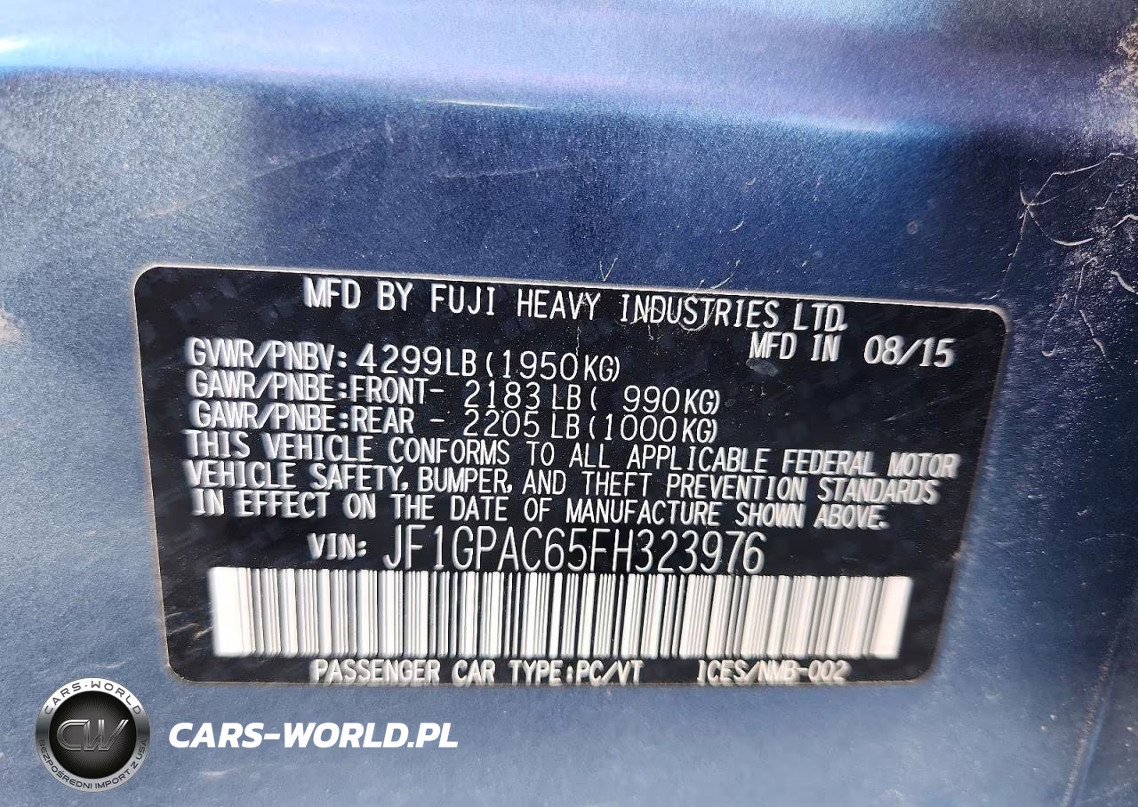2015 Subaru Impreza Premium VIN:JF1GPAC65FH323976 - 12