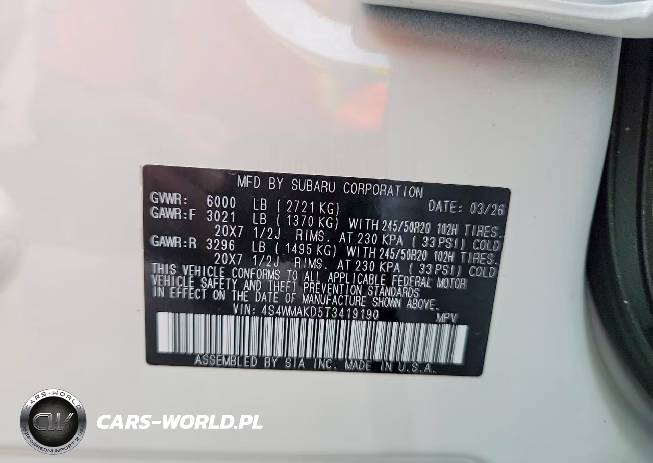 2026 Subaru Ascent Touring VIN:4S4WMAKD5T3419190 - 13