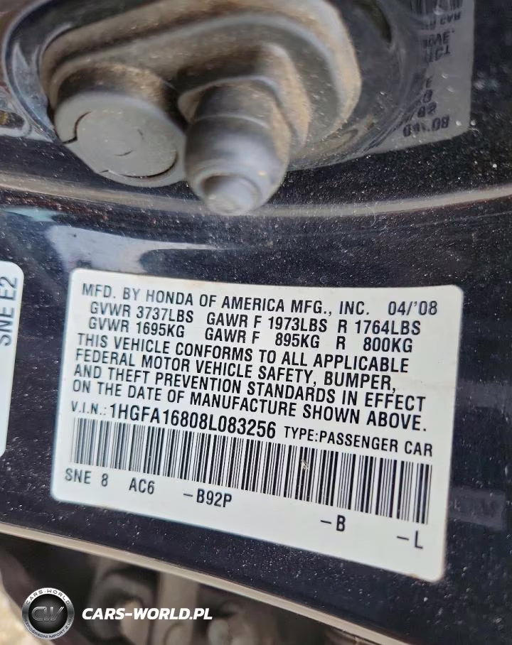 2008 Honda Civic Ex VIN:1HGFA16808L083256 - 12