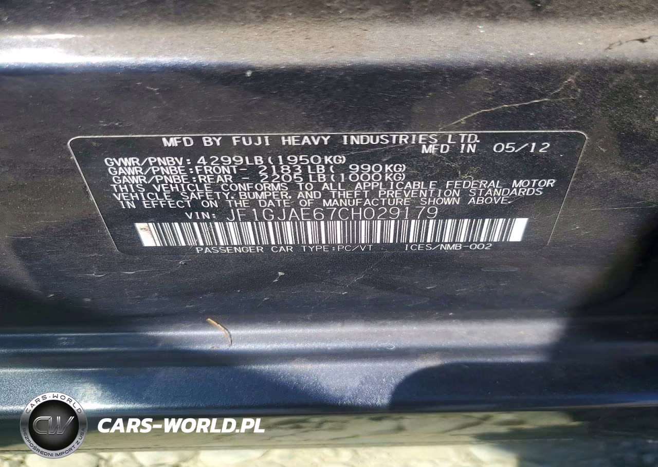 2012 Subaru Impreza Premium VIN:JF1GJAE67CH029179 - 12