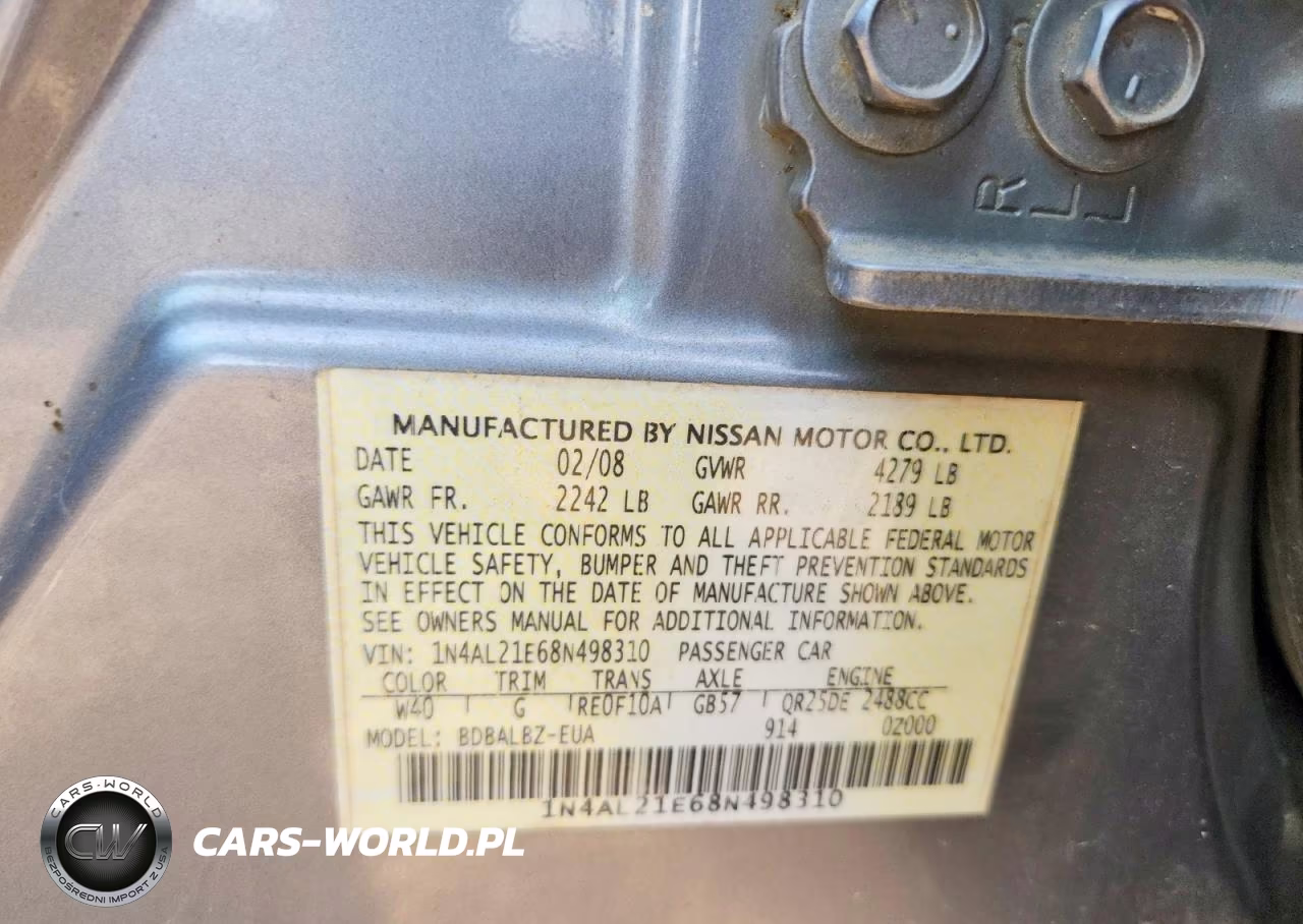 2008 Nissan Altima 2.5 VIN:1N4AL21E68N498310 - 13