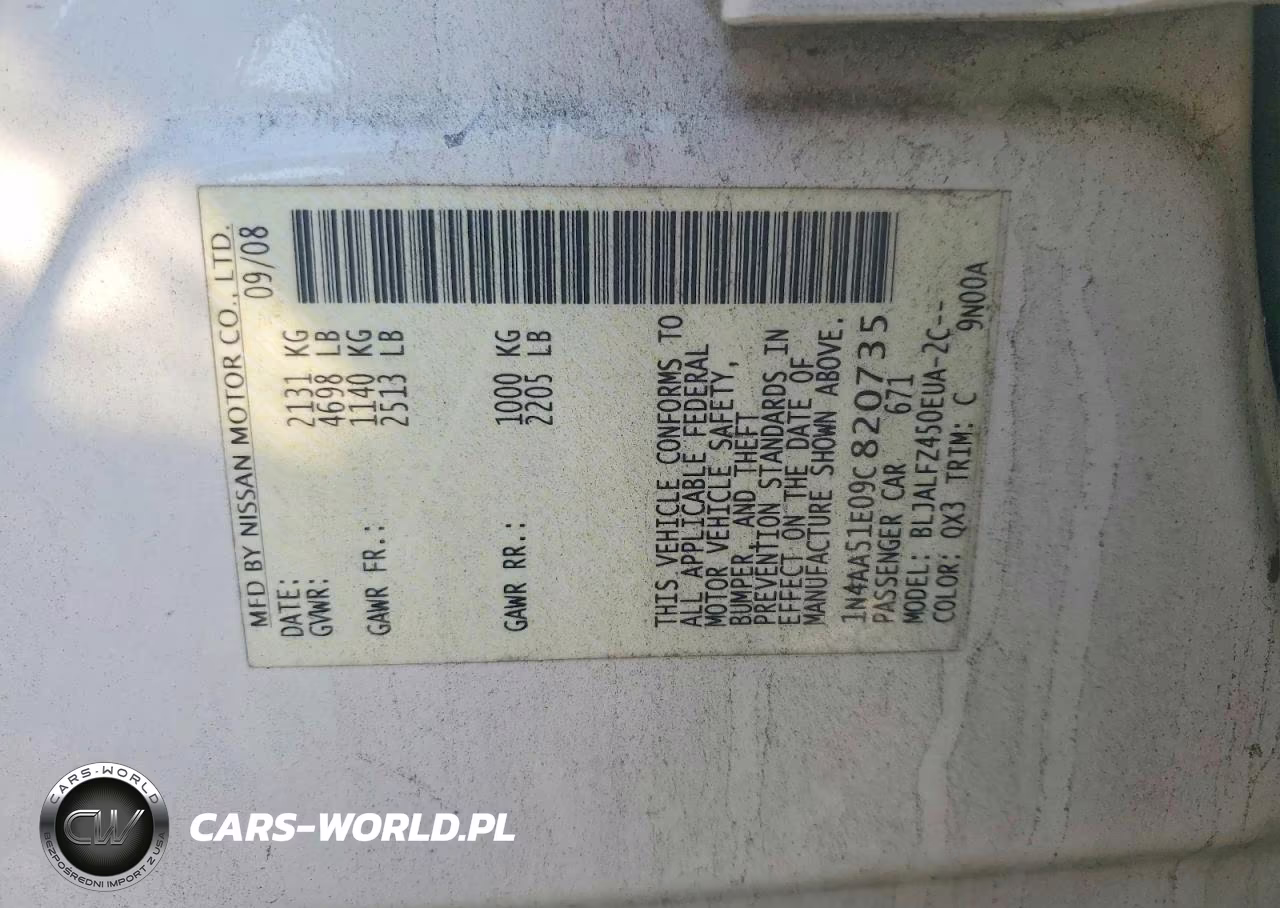 2009 Nissan Maxima 3.5 S VIN:1N4AA51E09C820735 - 13