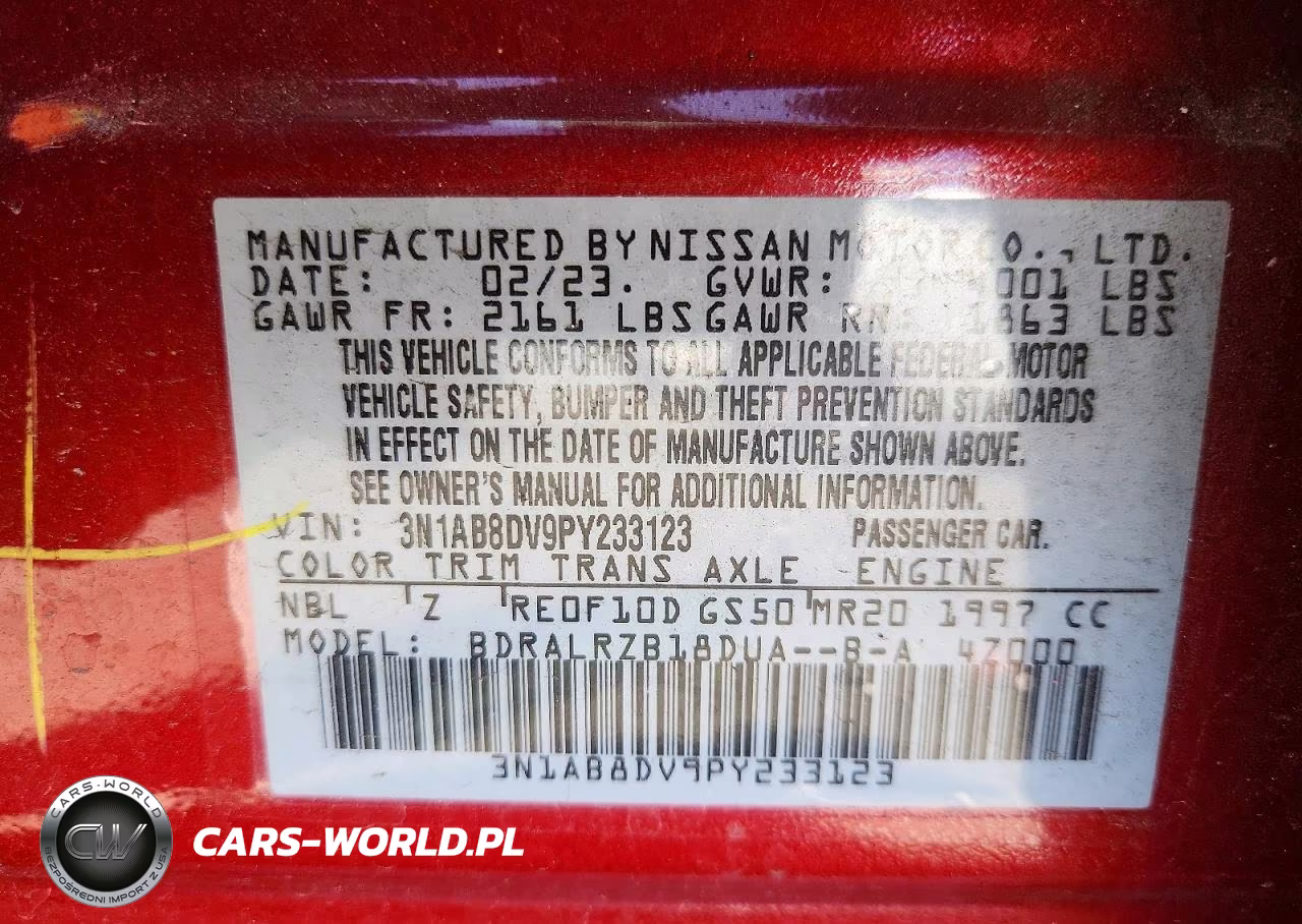 2023 Nissan Sentra Sr VIN:3N1AB8DV9PY233123 - 12