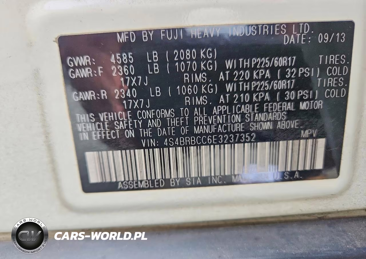 2014 Subaru Outback 2.5I Premium VIN:4S4BRBCC6E3237352 - 13
