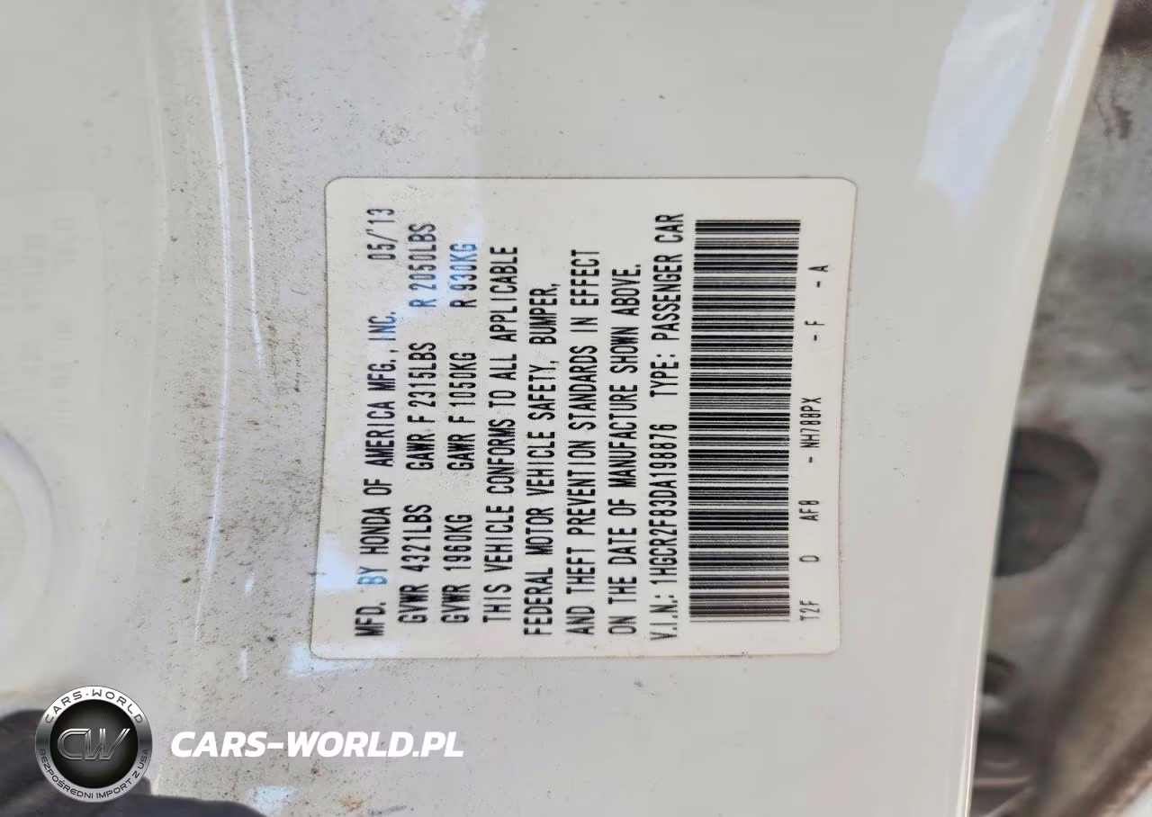 2013 Honda Accord Exl VIN:1HGCR2F83DA198876 - 13