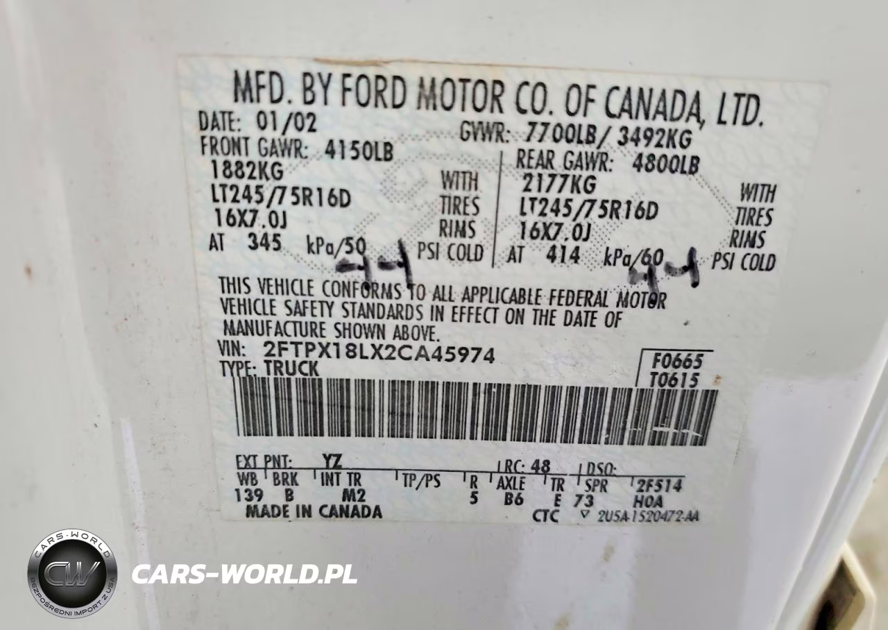 2002 Ford F150 VIN:2FTPX18LX2CA45974 - 12